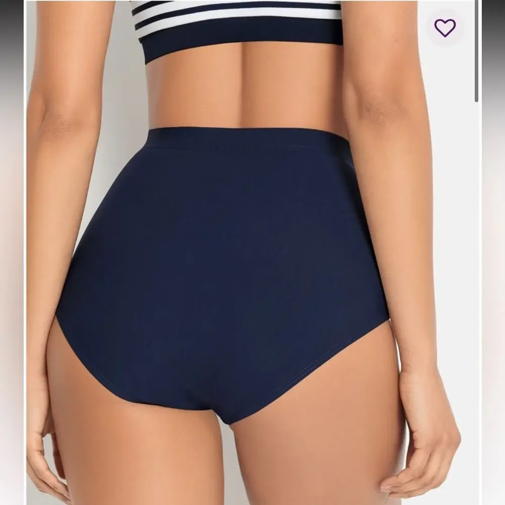 NWT Lascana High Rise Shaping Bikini Bottoms in Navy Blue - Size 6
